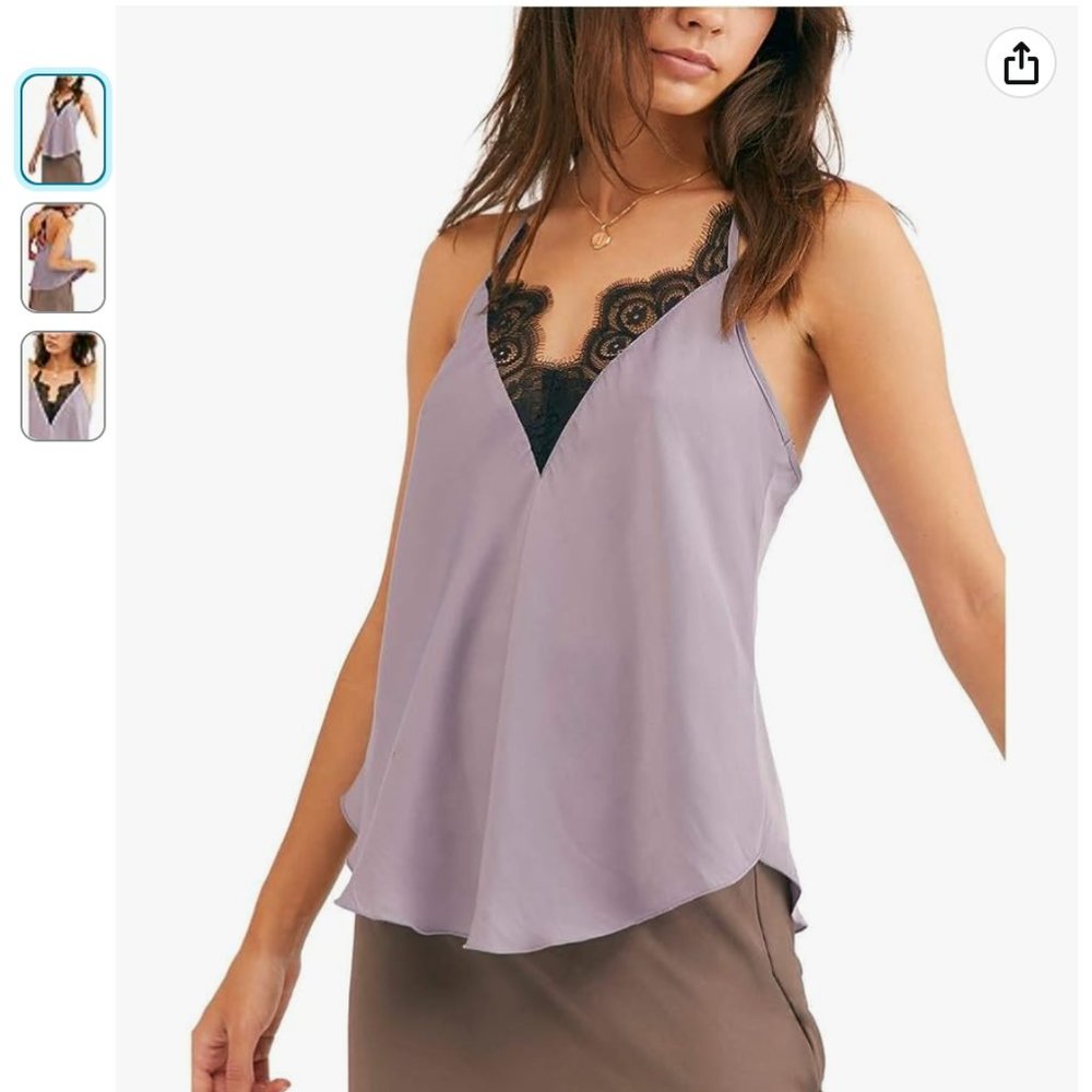🌟VALENTINE'S DAY Free People - Women's Starlight Lace Ruffled Cami (Medium)